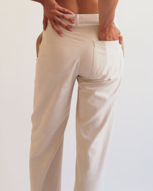 Asymmetrical Closure Trouser In Cream